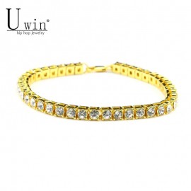 UWIN 8inch Hip hop Men Bracelet Silver/Gold Iced Out 1 Row Rhinestones Chain Bling Crystal Bracelet Women 20cm Drop Shipping