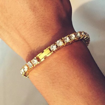 UWIN 8inch Hip hop Men Bracelet Silver/Gold Iced Out 1 Row Rhinestones Chain Bling Crystal Bracelet Women 20cm Drop Shipping