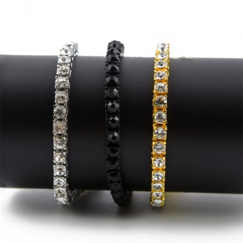 UWIN 8inch Hip hop Men Bracelet Silver/Gold Iced Out 1 Row Rhinestones Chain Bling Crystal Bracelet Women 20cm Drop Shipping