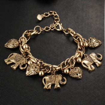 IF ME Vintage Bohemian Gold Color Elephant Heart Charms Bracelets for Women Fashion Chain Gift Pulseira Feminina Jewelry