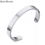 KISS MANDY 8mm Width Surface Men and Women Bracelets Bangle Stainless Steel Bracelet Free Engrave DIY Jewelry Accessories KB301