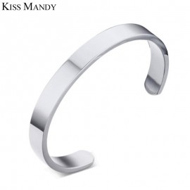 KISS MANDY 8mm Width Surface Men and Women Bracelets Bangle Stainless Steel Bracelet Free Engrave DIY Jewelry Accessories KB301