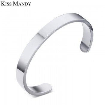 KISS MANDY 8mm Width Surface Men and Women Bracelets Bangle Stainless Steel Bracelet Free Engrave DIY Jewelry Accessories KB301