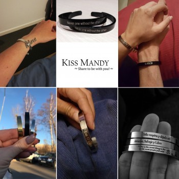 KISS MANDY 8mm Width Surface Men and Women Bracelets Bangle Stainless Steel Bracelet Free Engrave DIY Jewelry Accessories KB301
