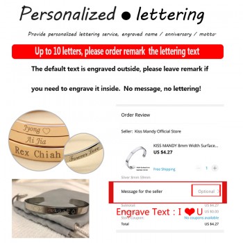 KISS MANDY 8mm Width Surface Men and Women Bracelets Bangle Stainless Steel Bracelet Free Engrave DIY Jewelry Accessories KB301