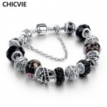 CHICVIE Black Crystal Chain Link Bracelets For Women Female Charm Custom Bracelets amp; Bangles DIY Silver Color Jewelry SBR160014