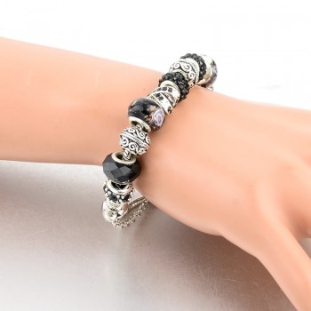 CHICVIE Black Crystal Chain Link Bracelets For Women Female Charm Custom Bracelets amp; Bangles DIY Silver Color Jewelry SBR160014