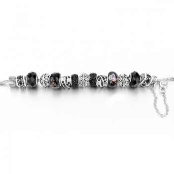 CHICVIE Black Crystal Chain Link Bracelets For Women Female Charm Custom Bracelets amp; Bangles DIY Silver Color Jewelry SBR160014