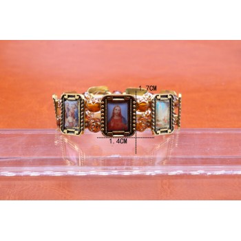 Catholic alloy adhesive Jesus sage Maria + plastic rose Bead Bracelet  Free delivery
