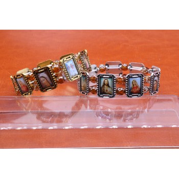 Catholic alloy adhesive Jesus sage Maria + plastic rose Bead Bracelet  Free delivery
