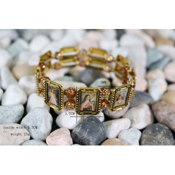 Catholic alloy adhesive Jesus sage Maria + plastic rose Bead Bracelet  Free delivery