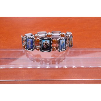 Catholic alloy adhesive Jesus sage Maria + plastic rose Bead Bracelet  Free delivery
