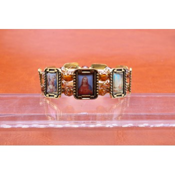 Catholic alloy adhesive Jesus sage Maria + plastic rose Bead Bracelet  Free delivery