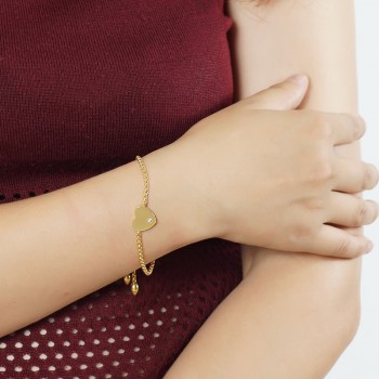 Simple Stainless Steel Adjustable Bracelet Female Rose Gold Color CZ Heart Shape Charm Bangle Bracelets for Women Party Gift