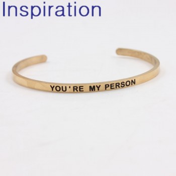 YOURE MY PERSON 4mm Width Mantra Bracelets Bangles 316L Stainless Steel Bangles Positive Inspirational Quotes Bracelets
