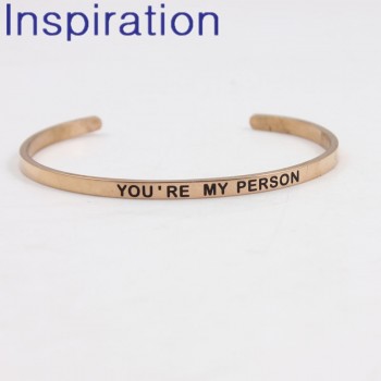 YOURE MY PERSON 4mm Width Mantra Bracelets Bangles 316L Stainless Steel Bangles Positive Inspirational Quotes Bracelets