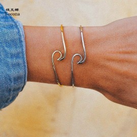 Tocona Bohemian Opening Wave Bracelets for Women Punk Gold Silver Alloy Bracelet Bangle Statement Jewelry Accessories 4993