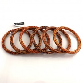 Wholesale 24pcs Leopard Painted Wood Bangle Free Shipping, Guaranteed Chinese Antique Bangle