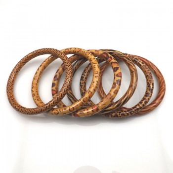 Wholesale 24pcs Leopard Painted Wood Bangle Free Shipping, Guaranteed Chinese Antique Bangle