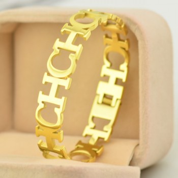 YUNRUO Gold /Silver Plated Alphabet Bracelet 2015 New Arrival Titanium Steel Fine Jewelry Birthday Gift Woman Free Shipping