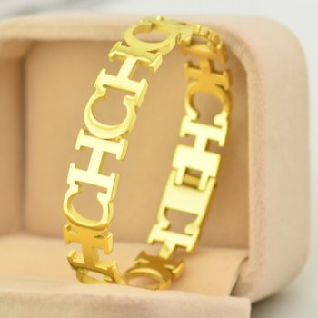 YUNRUO Gold /Silver Plated Alphabet Bracelet 2015 New Arrival Titanium Steel Fine Jewelry Birthday Gift Woman Free Shipping