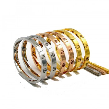 Titanium Steel Jewelry Screwdriver Screw Lovers bangles Femme Crystal Cuff Bracelet amp; Bangles For Women Men Pulseiras B0156