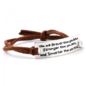 She Believed She Could So She Did Bracelets Simple Round message reminder  Bangles Leather inspiring Bracelet encourage chain