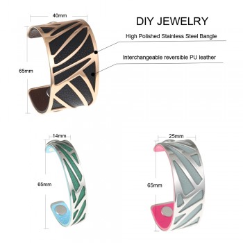 Cremo Cuff Bracelet Manchette Stainless Steel Bracelets Bangles For Women Valentines Day Gift Reversible Leather Pulseiras