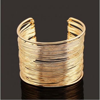 Famp;U New Arrival Fashion Curve Gold Color Wide Opened Cuff Bracelets amp; Bangles Ladies Jewelry