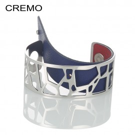 Cremo Stainless Steel Jewelry Cuff Braccelets For Women Bijoux Manchette Femmes Personalised Reversible Leather Bangle Bracelet