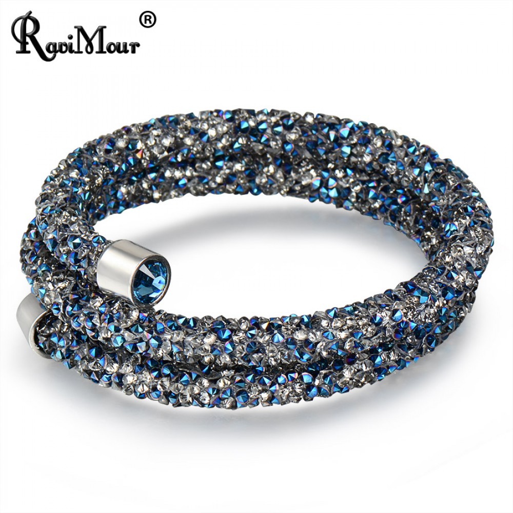 RAVIMOUR Trendy Strand Bracelet for Women Men Jewelry Crystal Charms Bracelets amp; Bangles Costume Cuff Wristband Bijoux Femme New