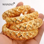 WANDO 4pcs Ethiopian Pattern Gold color bangle for women Dubai France Spain bride wedding bracelet African Arab middle east B186