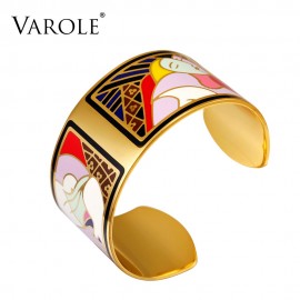 VAROLE Fashion Enamel Opening Braceletsamp;Bangles for Women Colorful Bracelet Cuff Love Pulseiras Feminina Gifts Pulsera