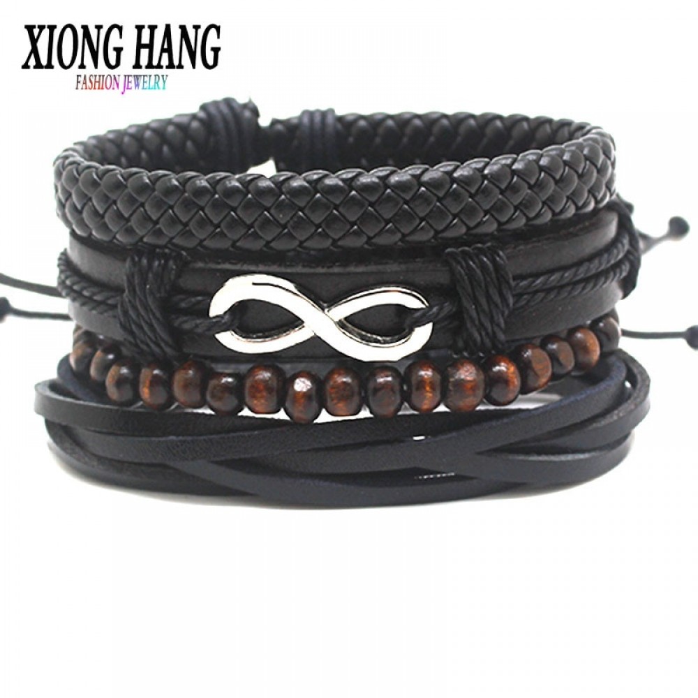 XiongHang Multi Layer Leather Bracelet Beads Men Women Occasionally Soft Retro Jewelry Jewelry Bracelet 4pcs In 1 Set