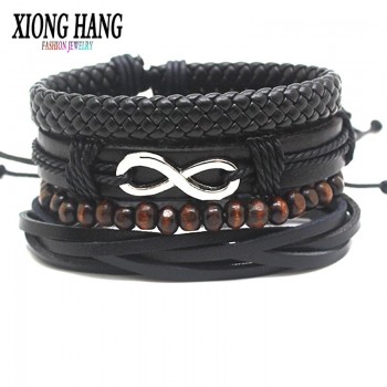 XiongHang Multi Layer Leather Bracelet Beads Men Women Occasionally Soft Retro Jewelry Jewelry Bracelet 4pcs In 1 Set