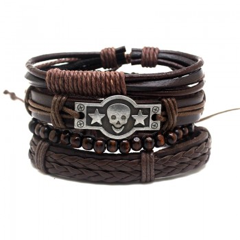 XiongHang Multi Layer Leather Bracelet Beads Men Women Occasionally Soft Retro Jewelry Jewelry Bracelet 4pcs In 1 Set