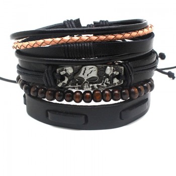 XiongHang Multi Layer Leather Bracelet Beads Men Women Occasionally Soft Retro Jewelry Jewelry Bracelet 4pcs In 1 Set