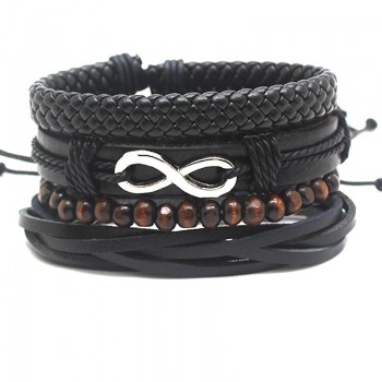 XiongHang Multi Layer Leather Bracelet Beads Men Women Occasionally Soft Retro Jewelry Jewelry Bracelet 4pcs In 1 Set