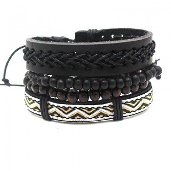 XiongHang Multi Layer Leather Bracelet Beads Men Women Occasionally Soft Retro Jewelry Jewelry Bracelet 4pcs In 1 Set