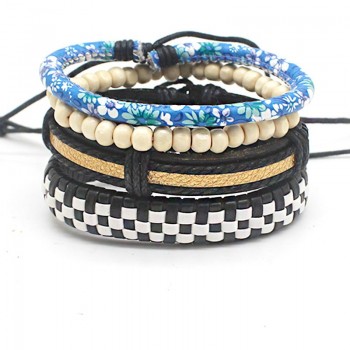 XiongHang Multi Layer Leather Bracelet Beads Men Women Occasionally Soft Retro Jewelry Jewelry Bracelet 4pcs In 1 Set