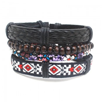 XiongHang Multi Layer Leather Bracelet Beads Men Women Occasionally Soft Retro Jewelry Jewelry Bracelet 4pcs In 1 Set