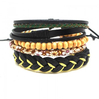 XiongHang Multi Layer Leather Bracelet Beads Men Women Occasionally Soft Retro Jewelry Jewelry Bracelet 4pcs In 1 Set