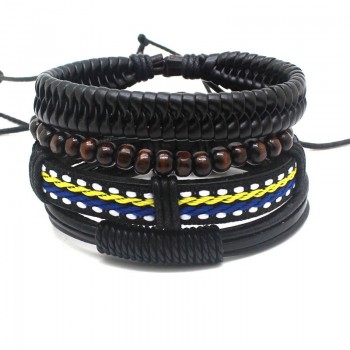 XiongHang Multi Layer Leather Bracelet Beads Men Women Occasionally Soft Retro Jewelry Jewelry Bracelet 4pcs In 1 Set