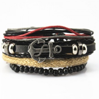 XiongHang Multi Layer Leather Bracelet Beads Men Women Occasionally Soft Retro Jewelry Jewelry Bracelet 4pcs In 1 Set