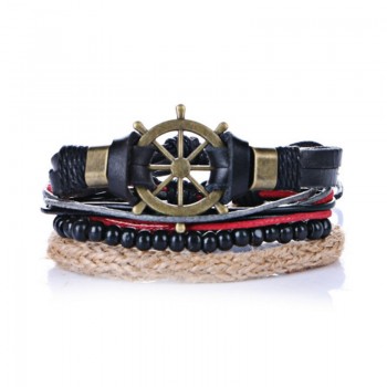 XiongHang Multi Layer Leather Bracelet Beads Men Women Occasionally Soft Retro Jewelry Jewelry Bracelet 4pcs In 1 Set