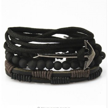 XiongHang Multi Layer Leather Bracelet Beads Men Women Occasionally Soft Retro Jewelry Jewelry Bracelet 4pcs In 1 Set