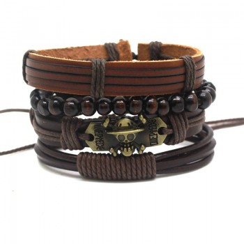 XiongHang Multi Layer Leather Bracelet Beads Men Women Occasionally Soft Retro Jewelry Jewelry Bracelet 4pcs In 1 Set