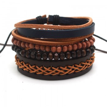 XiongHang Multi Layer Leather Bracelet Beads Men Women Occasionally Soft Retro Jewelry Jewelry Bracelet 4pcs In 1 Set