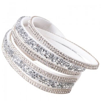 Kejialai 2018 Fashion Jewelry Women Wrap Crystal Bracelets Female Leather Charm Flannelette Stone Bracelet Rows Charm KJL009