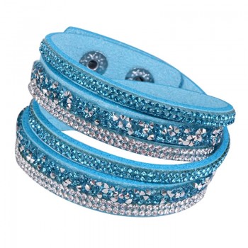 Kejialai 2018 Fashion Jewelry Women Wrap Crystal Bracelets Female Leather Charm Flannelette Stone Bracelet Rows Charm KJL009